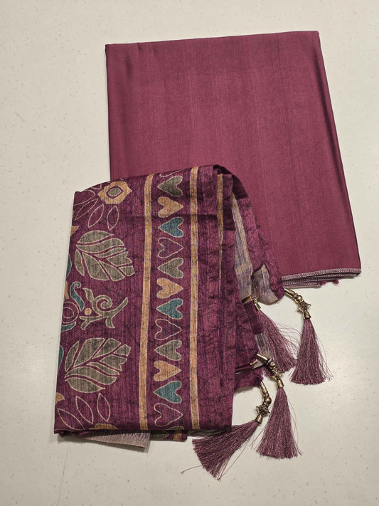 Onion Pink Semi Cotton Dress Material