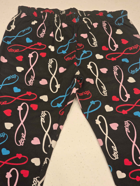 a pair of printed lounge pants or leggings featuring an infinity loops,