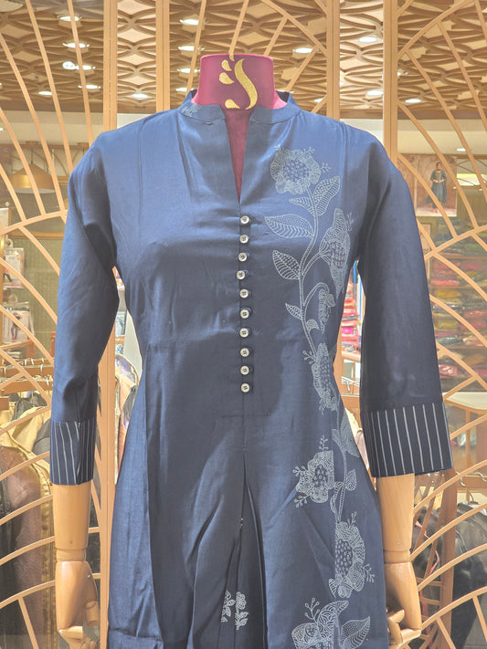 Blue & Onion Pink Imported Anarkali Kurta with Designer Neck