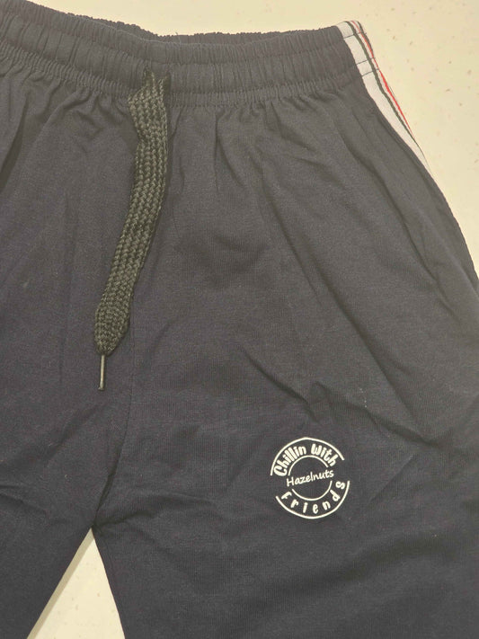 Cotton material dark blue color shorts with round Elasticable