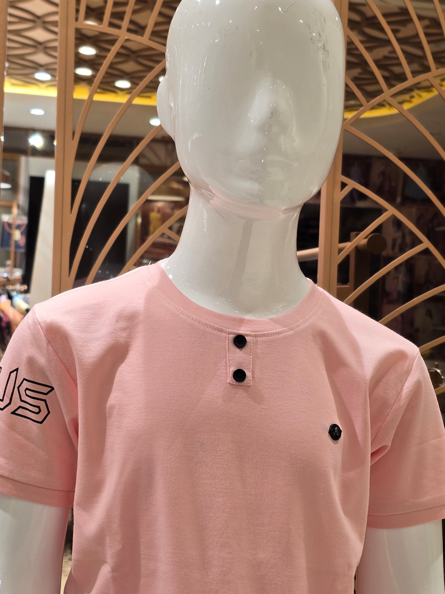 Boys Light Peach Lycra Round Neck T Shirt