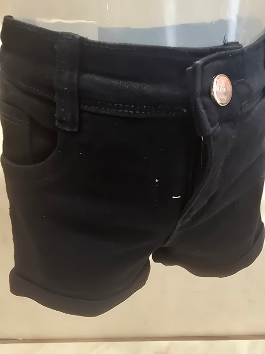 Black Lycra Denim Hot Shorts for Girls with Four Pocket Design, Stretchable Fit and Casual Everyday Comfort