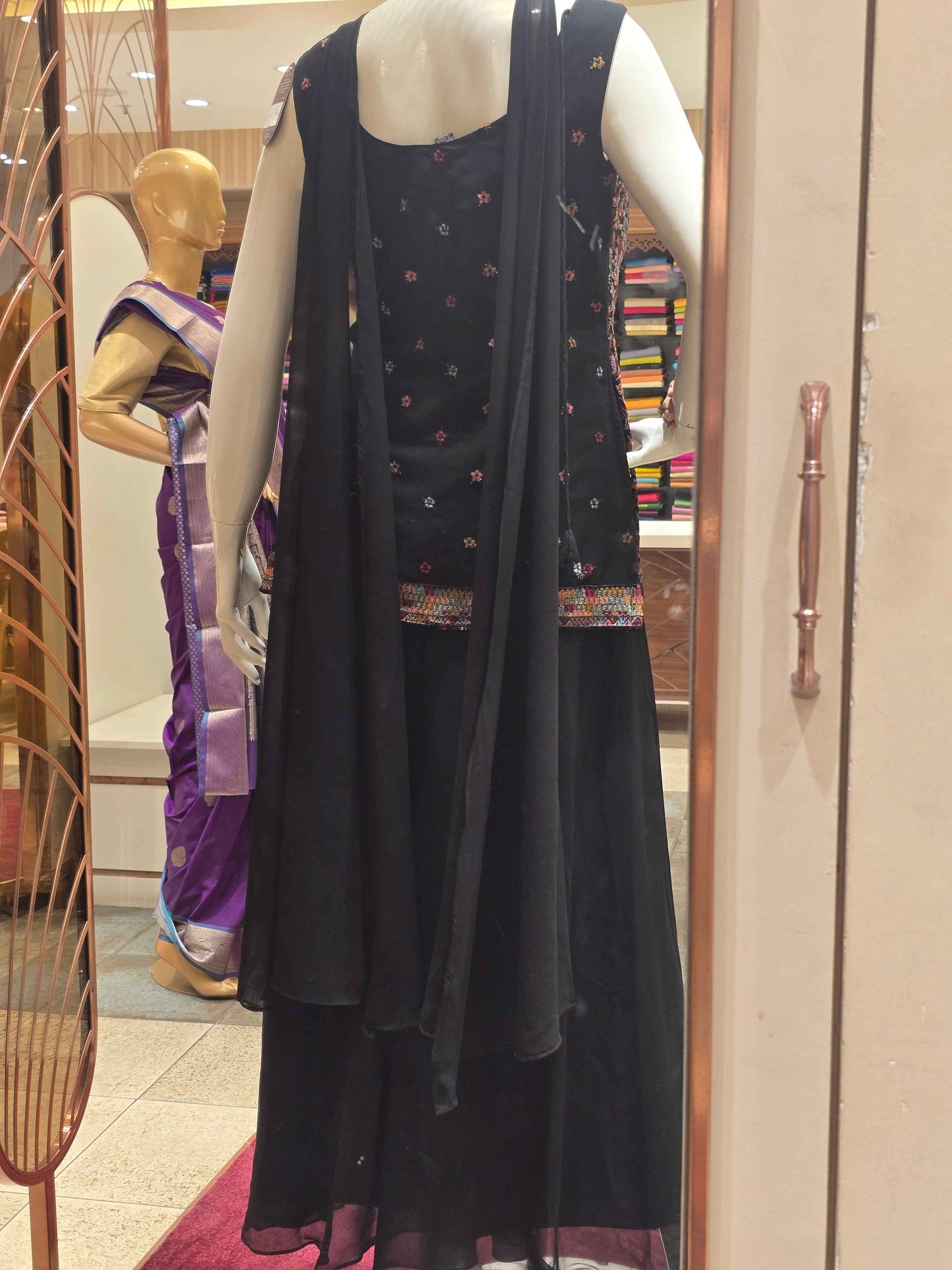 Shiffon georgette material black colour sharara
