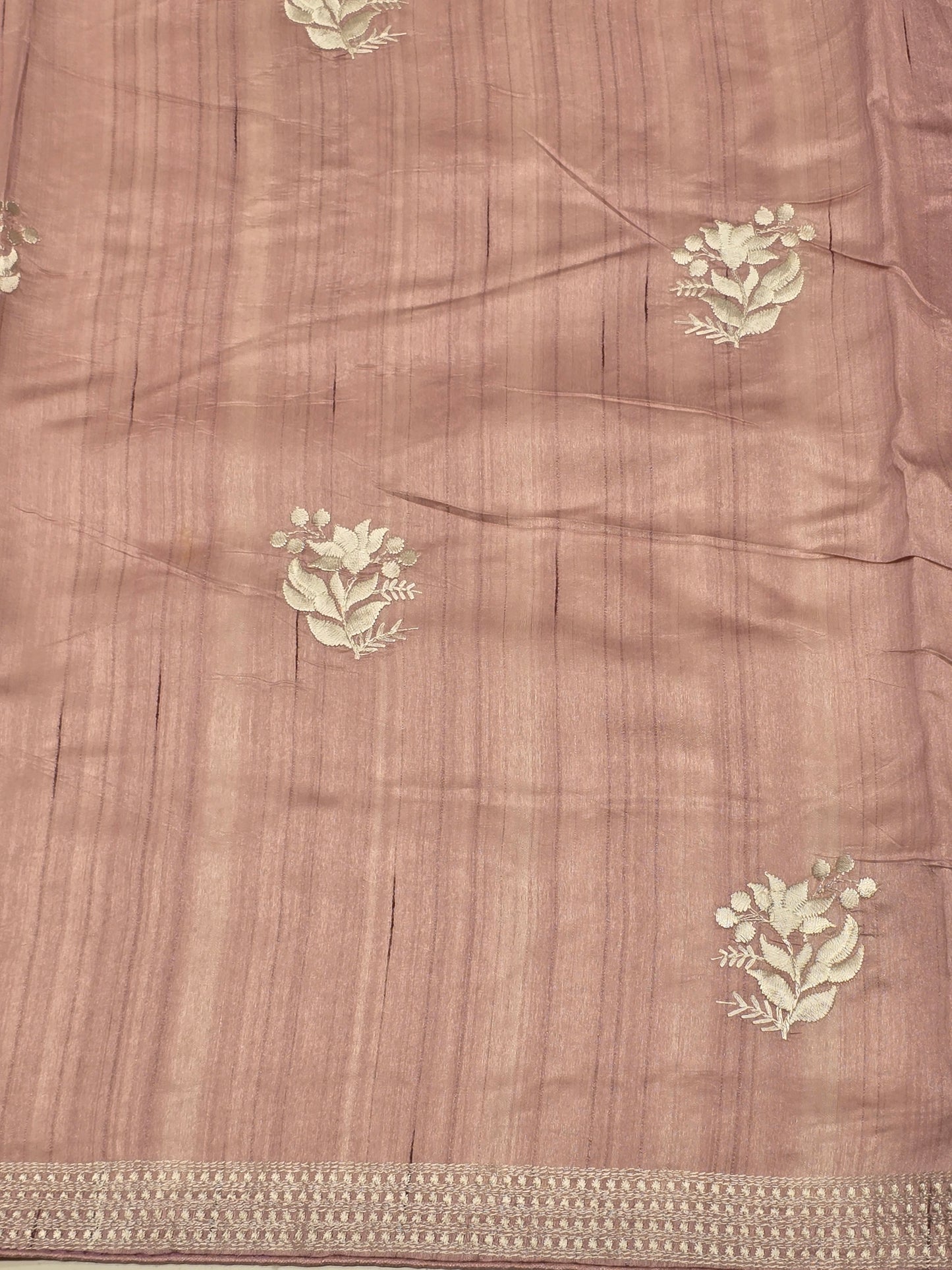 Peach Onion Pink Tussar Saree with Jute Finish