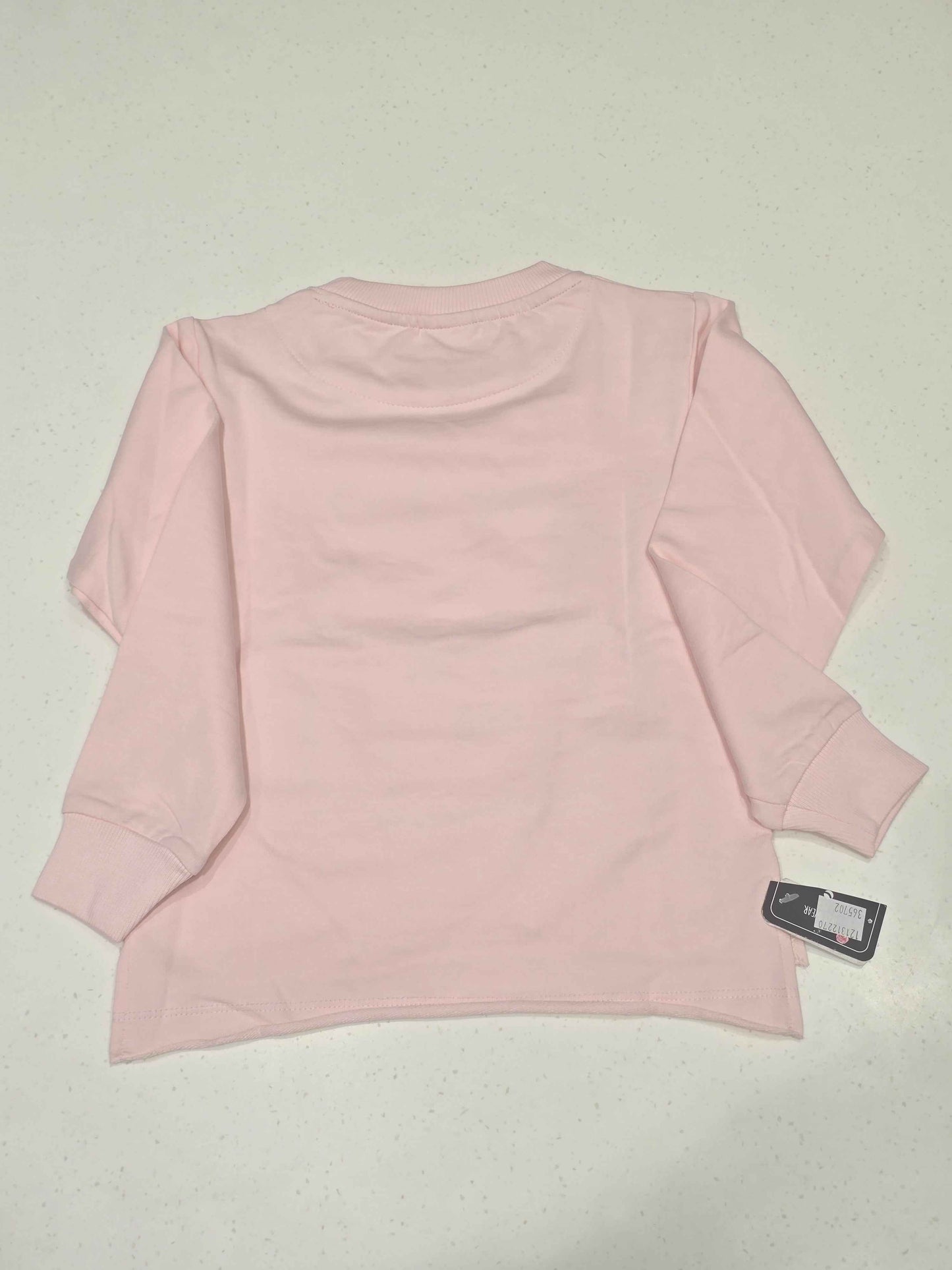 Girls Baby Pink Cotton Full Sleeve T Shirt