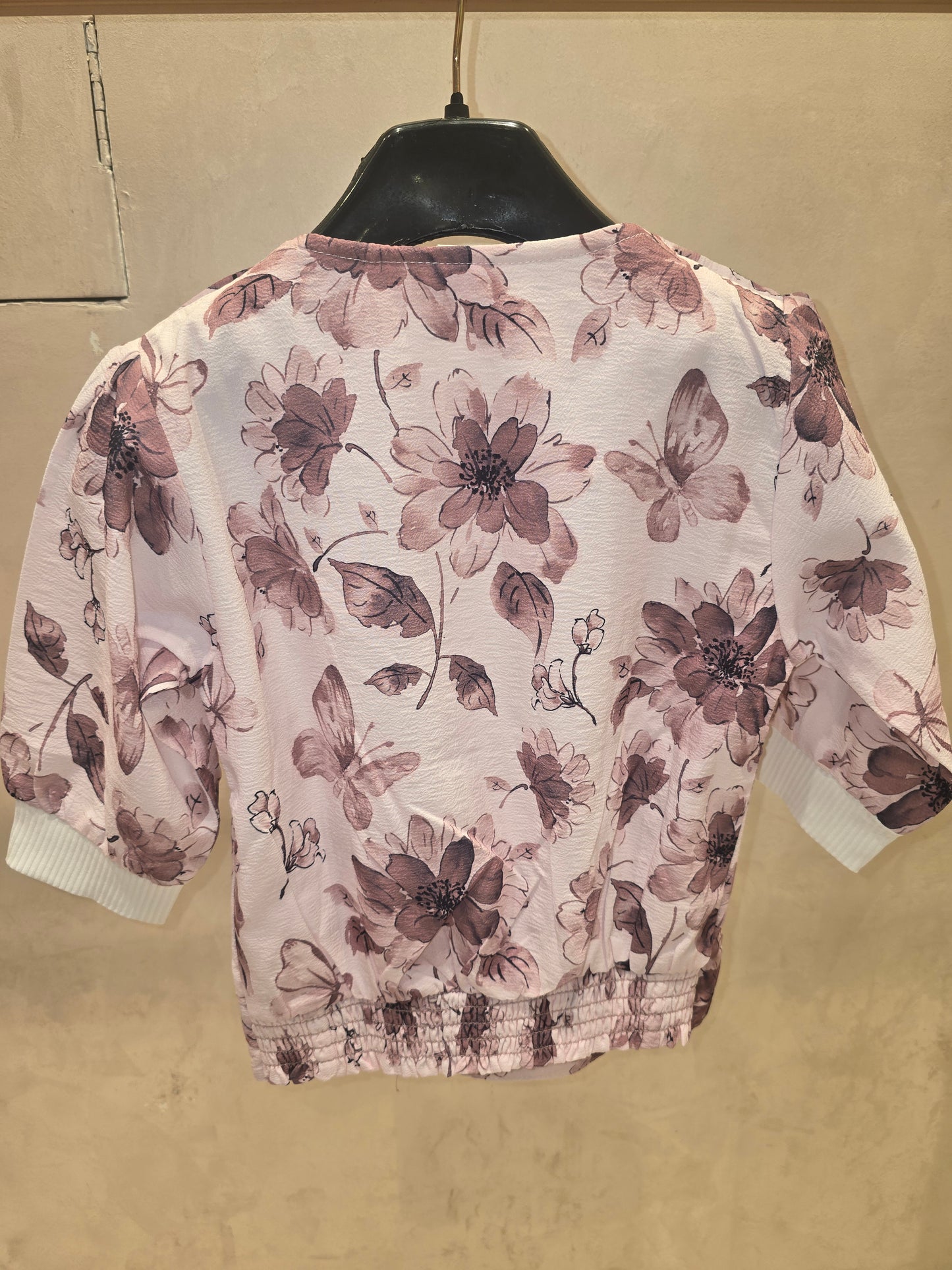 Girl Floral Printed Satin Western Top