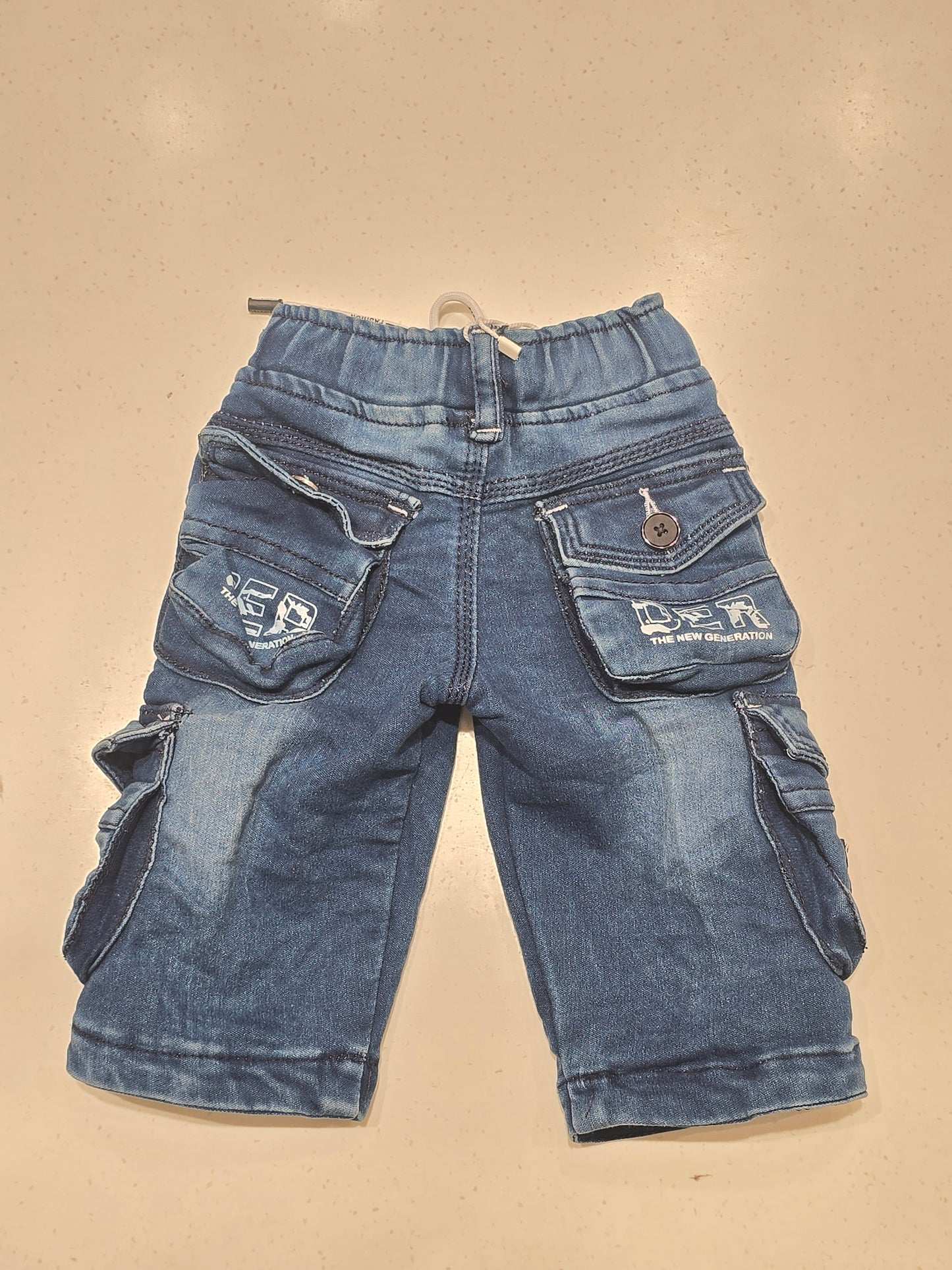 Denim material cargo shorts for boy