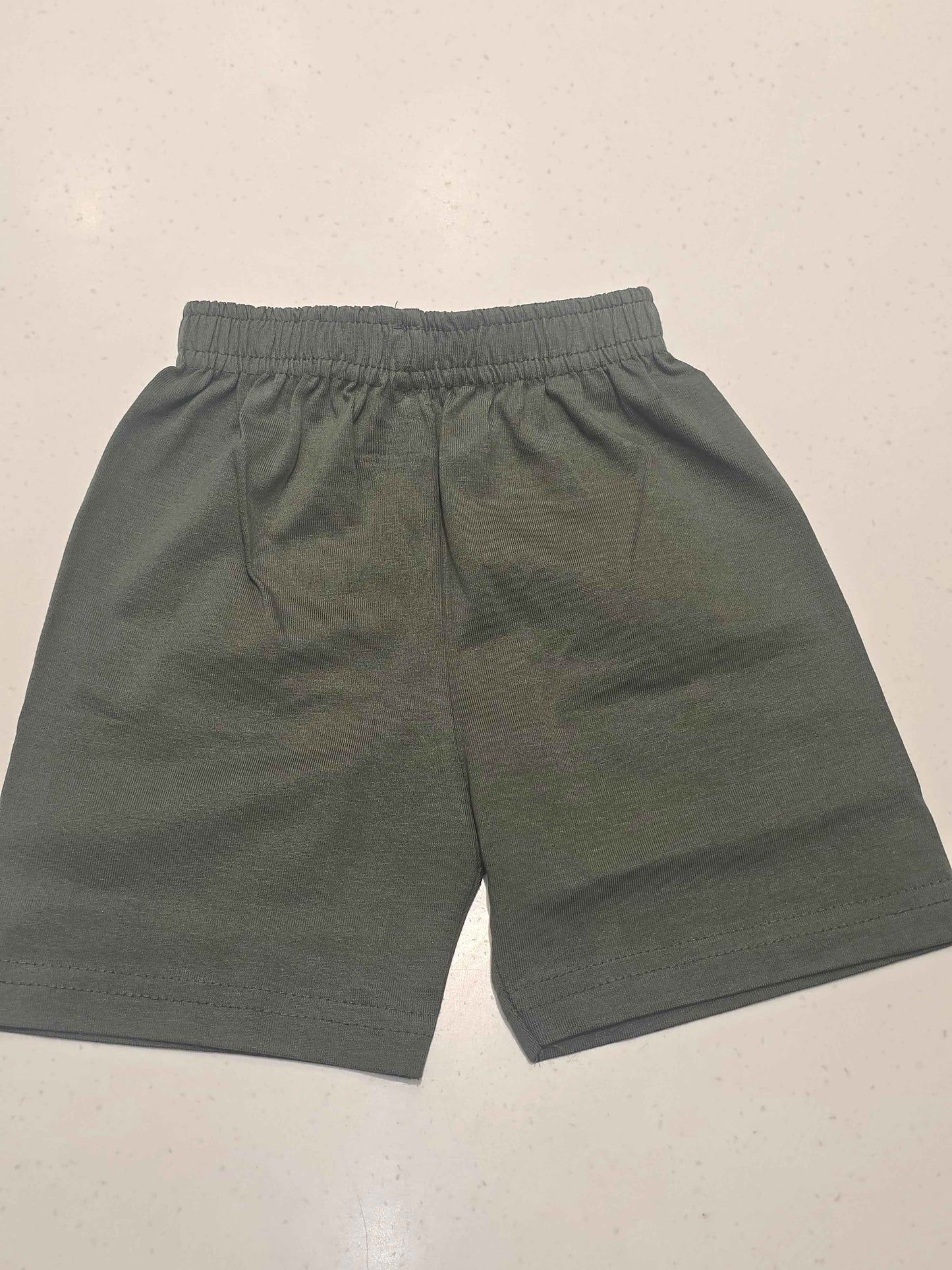 Cotton material mehandi green colour shorts with round Elasticable