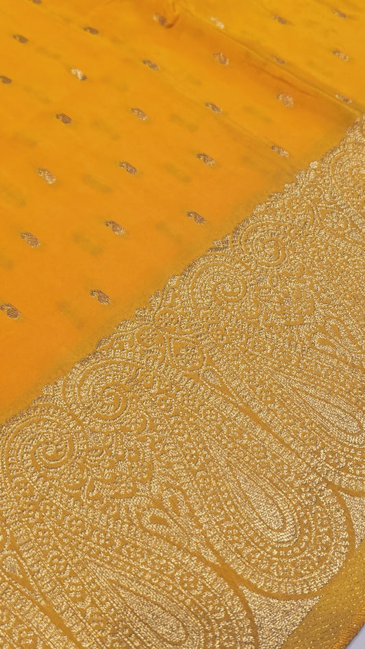 Chinon silk Banarasi border small Butta across the body Festive | party wear