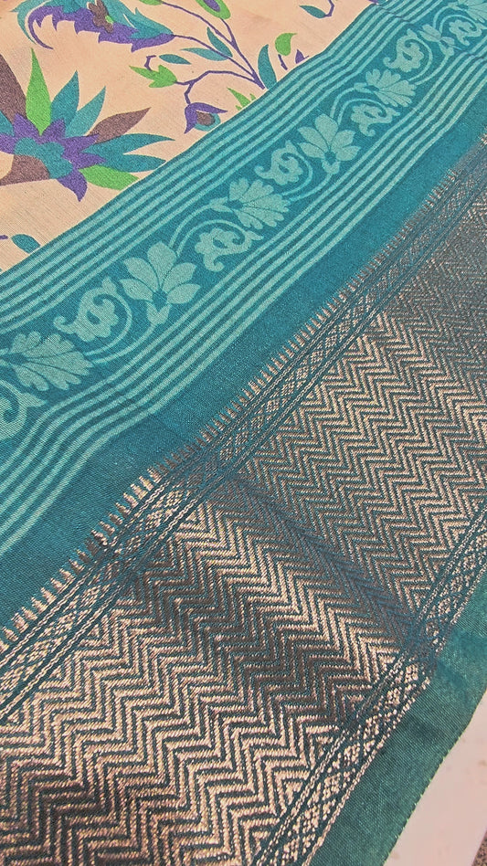 Soft Printed Cotton Saree with Gatti Border | Lightweight Festive & Daily Wear Saree