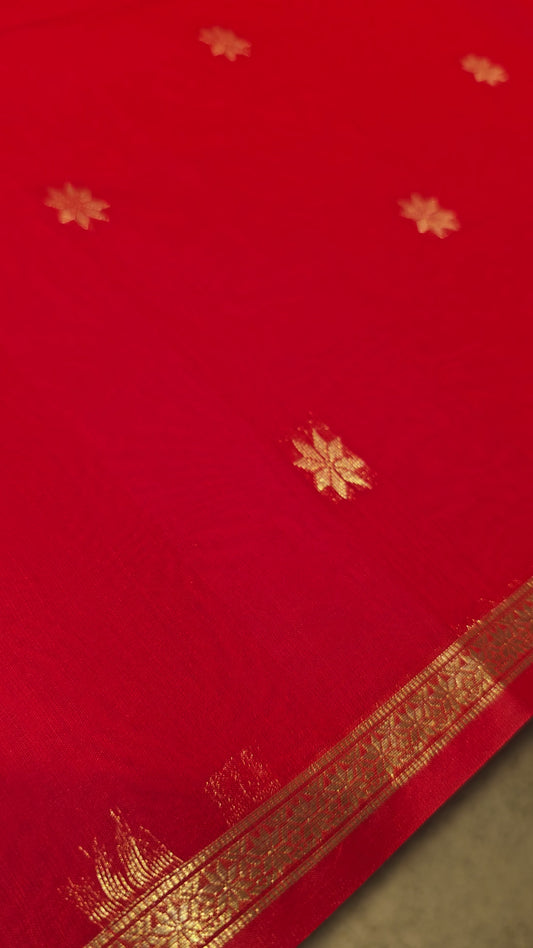 Maheshwari Cotton Silk Saree with Zari Border & Butta Design | Lightweight Festive & Daily Wear Saree for Women