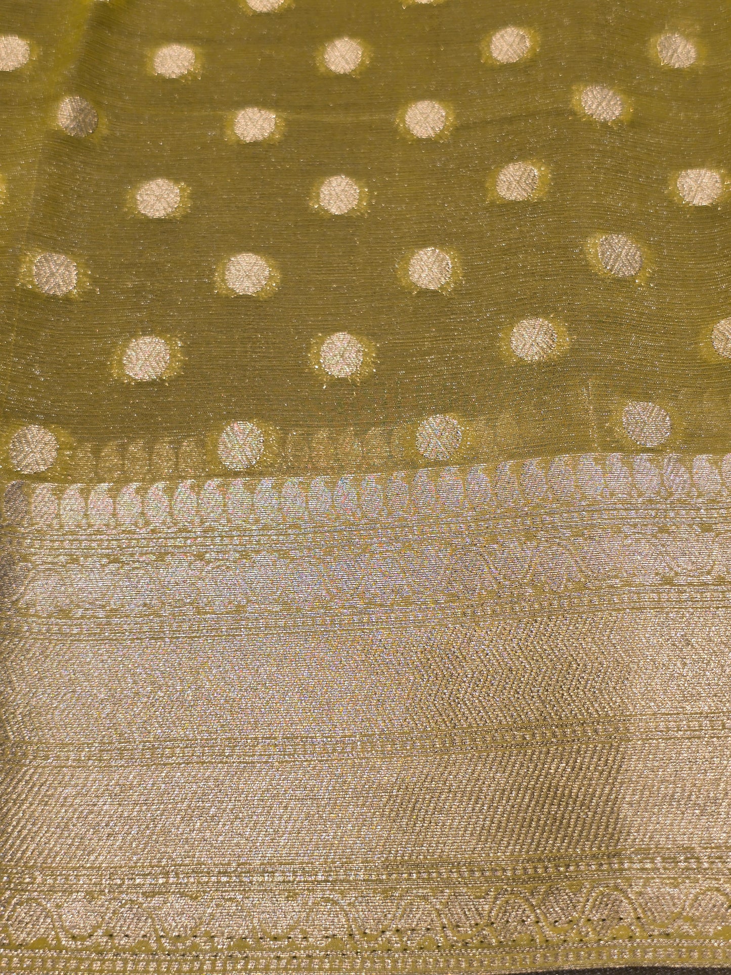 Georgette Silk Saree with Butta Motif, Traditional Zari Border & Contrast Blouse | Festive & Party Wear