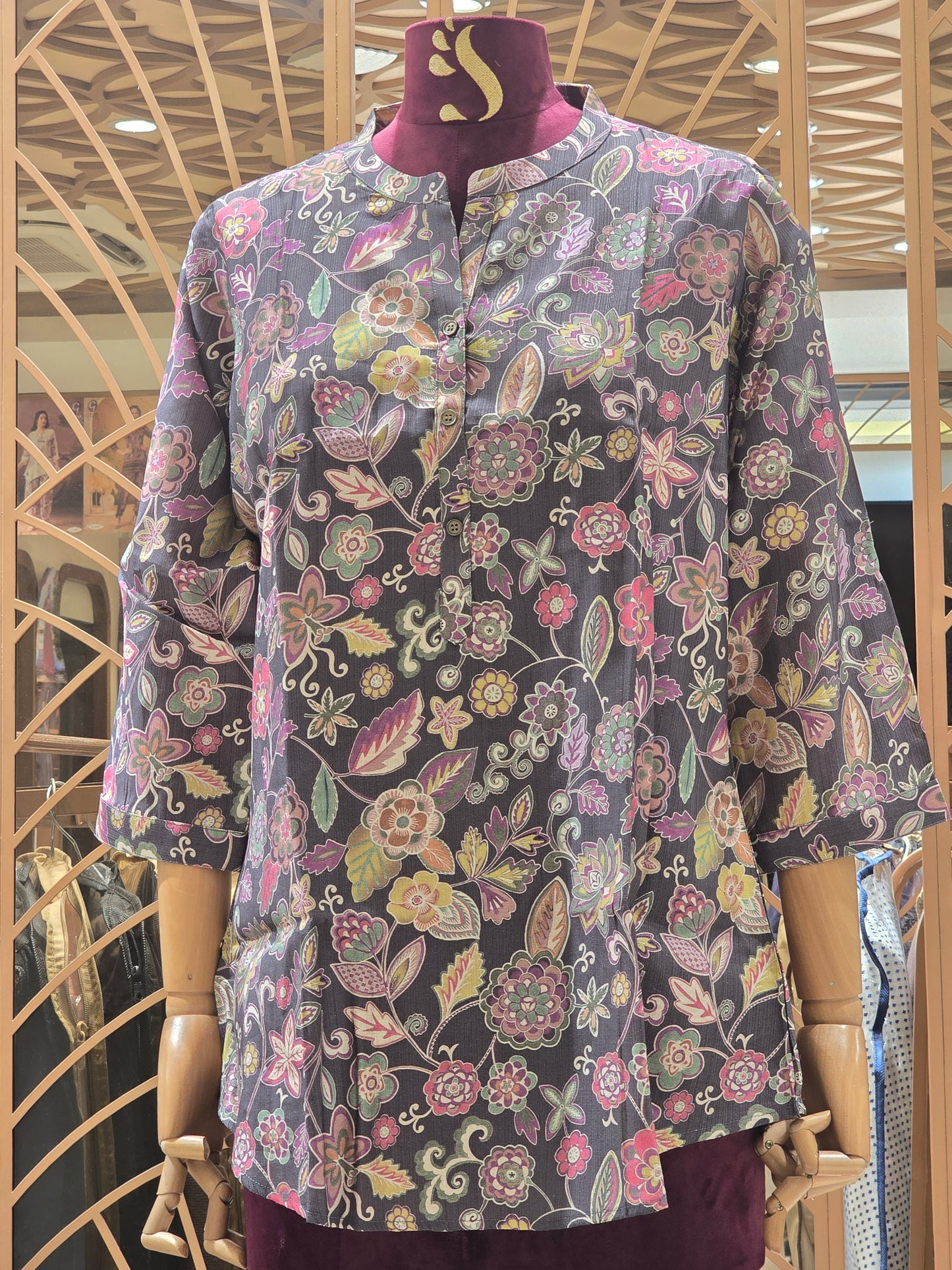 Printed cotton material short kurta for women