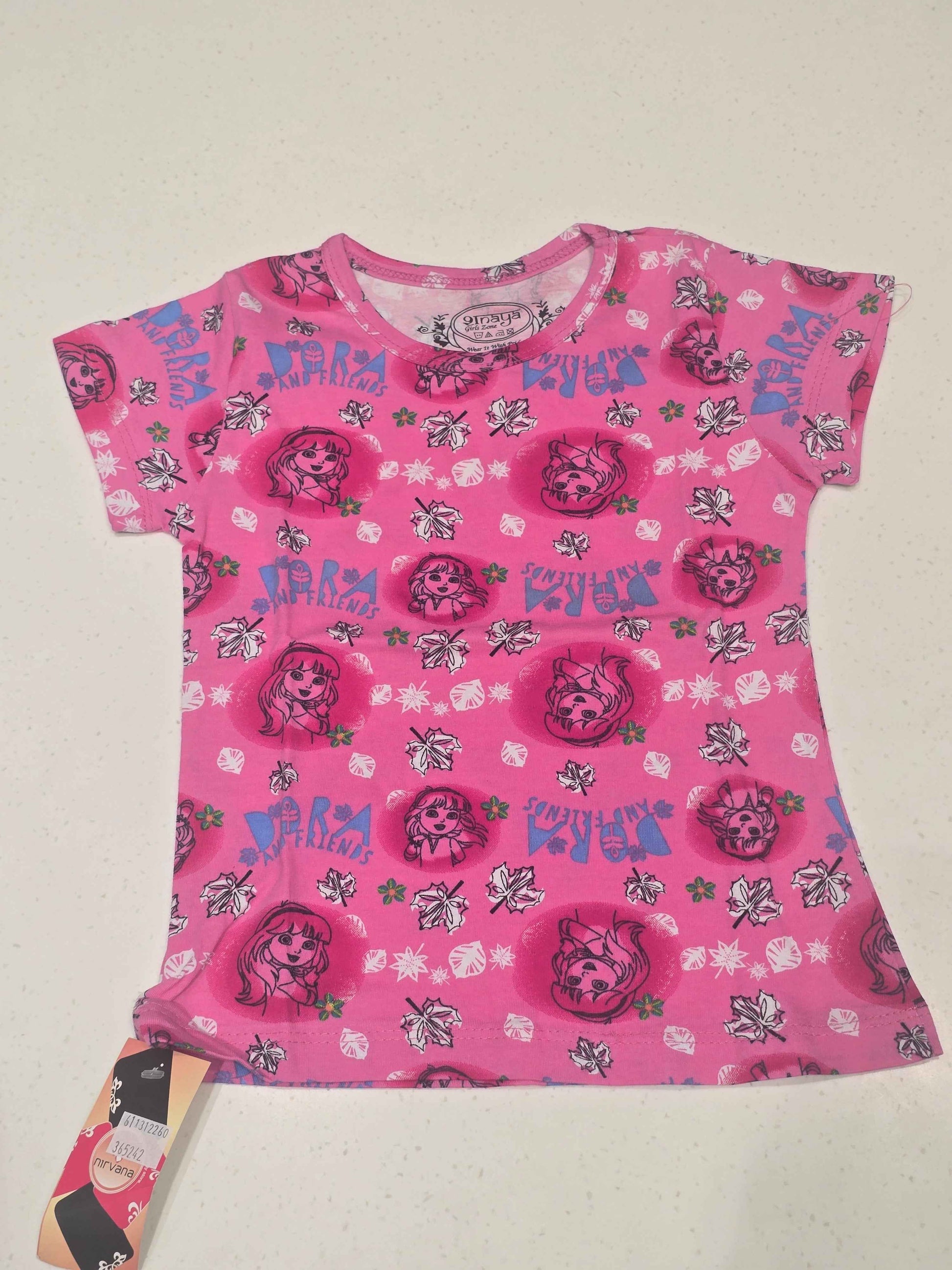 Girls Cotton Printed Half Sleeve T Shirt