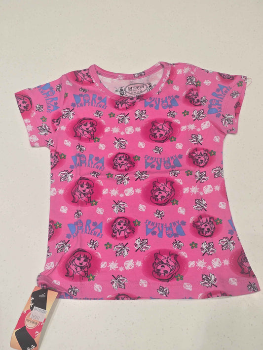Girls Cotton Printed Half Sleeve T Shirt