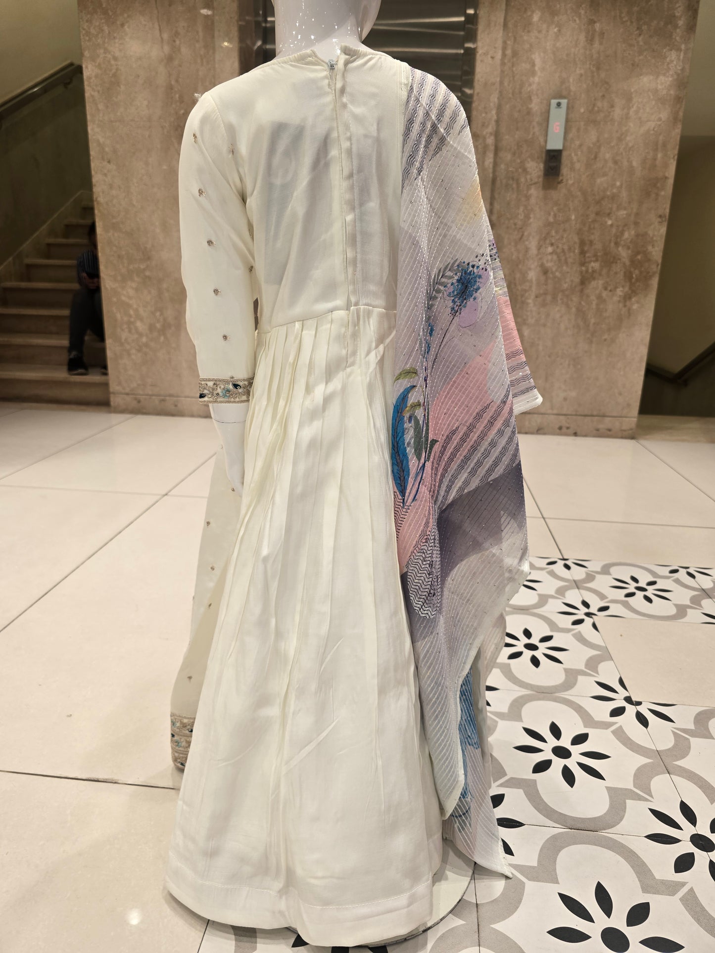 off-white child's Anarkali frock suit set,