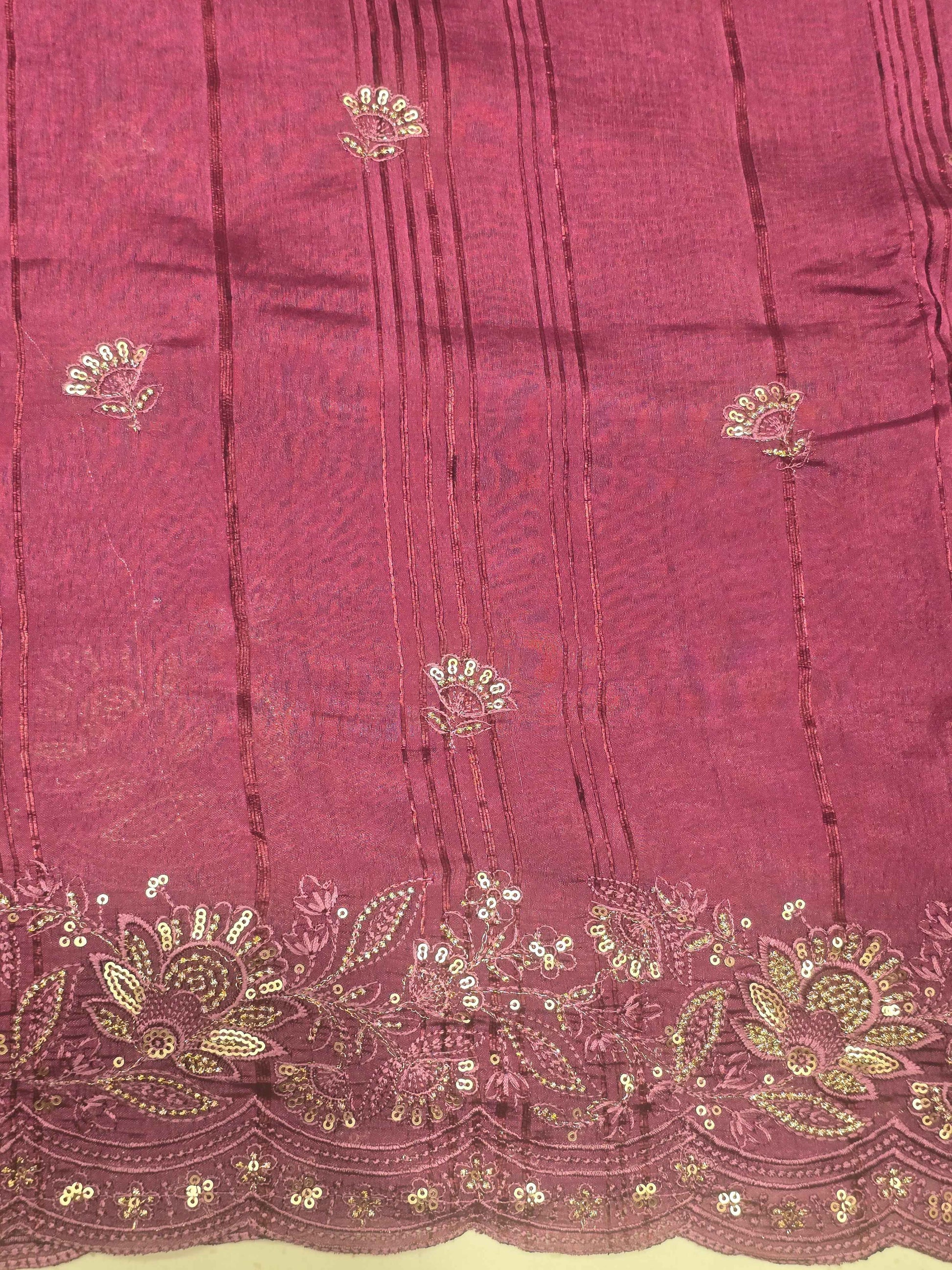 Tussar Silk Saree with Jute Finish & Sequin Work