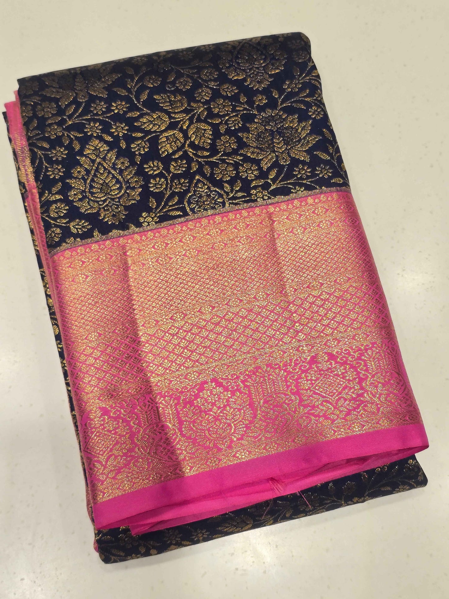 Semi kanjivaram brocade silk with rich pallu