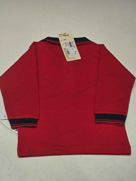 Baby Boys Red Cotton Full Sleeve T Shirt