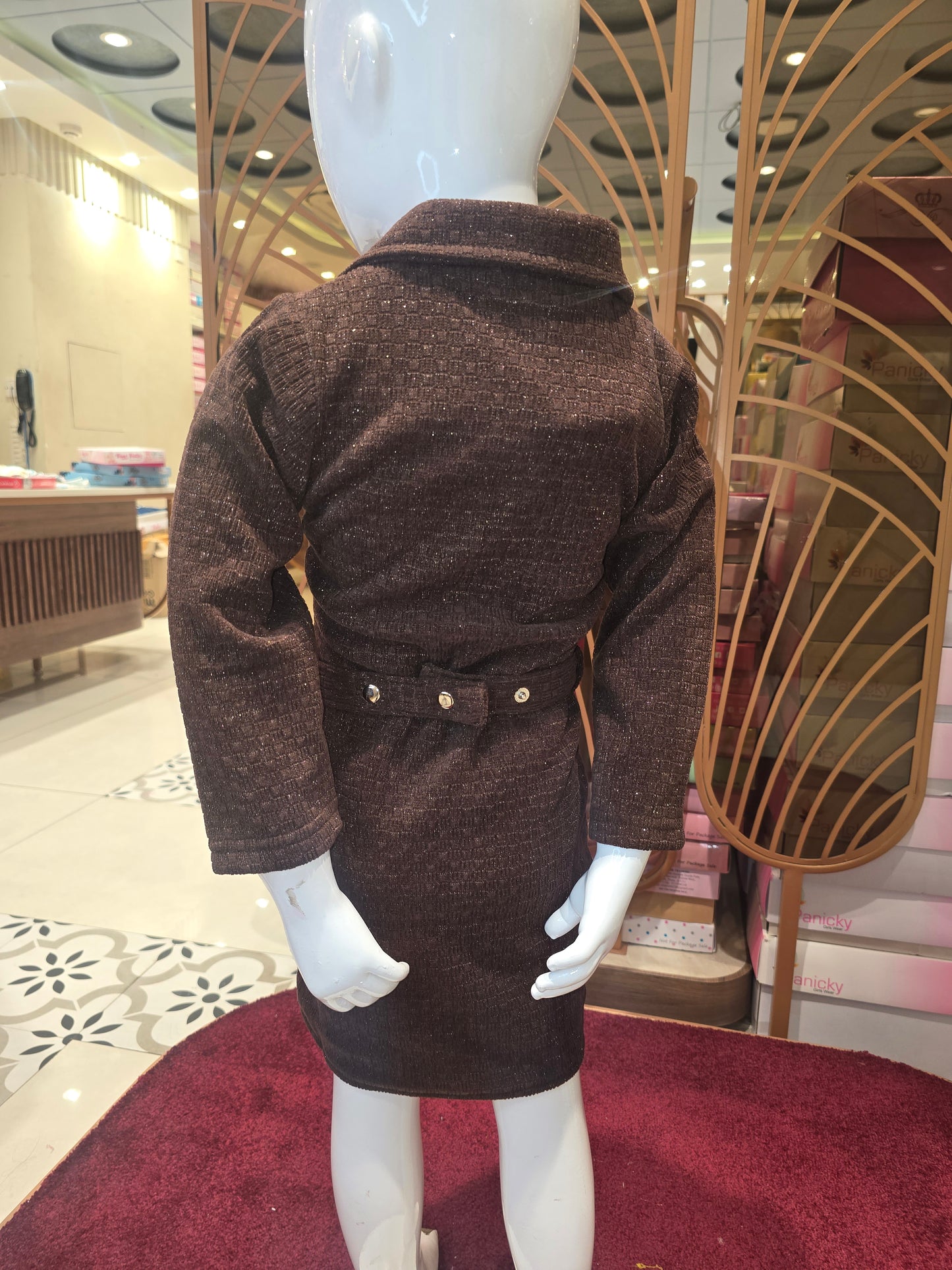 Girls Snuff Color Stretchable Western Dress