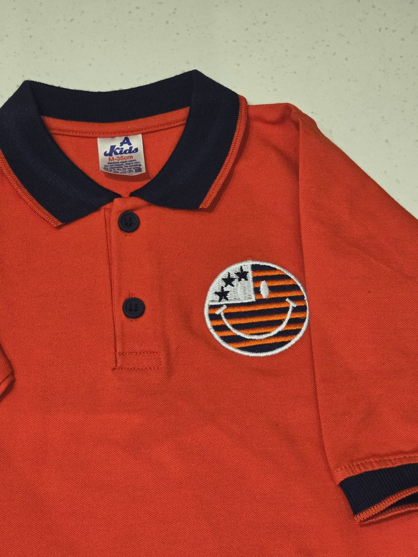 Baby Boys Orange Cotton Collar Neck T Shirt