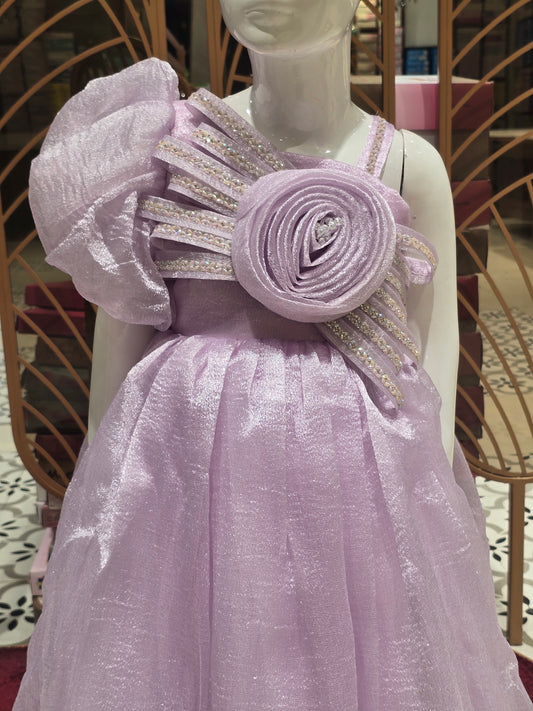Light Lavender Tissue Party Gown for Girls