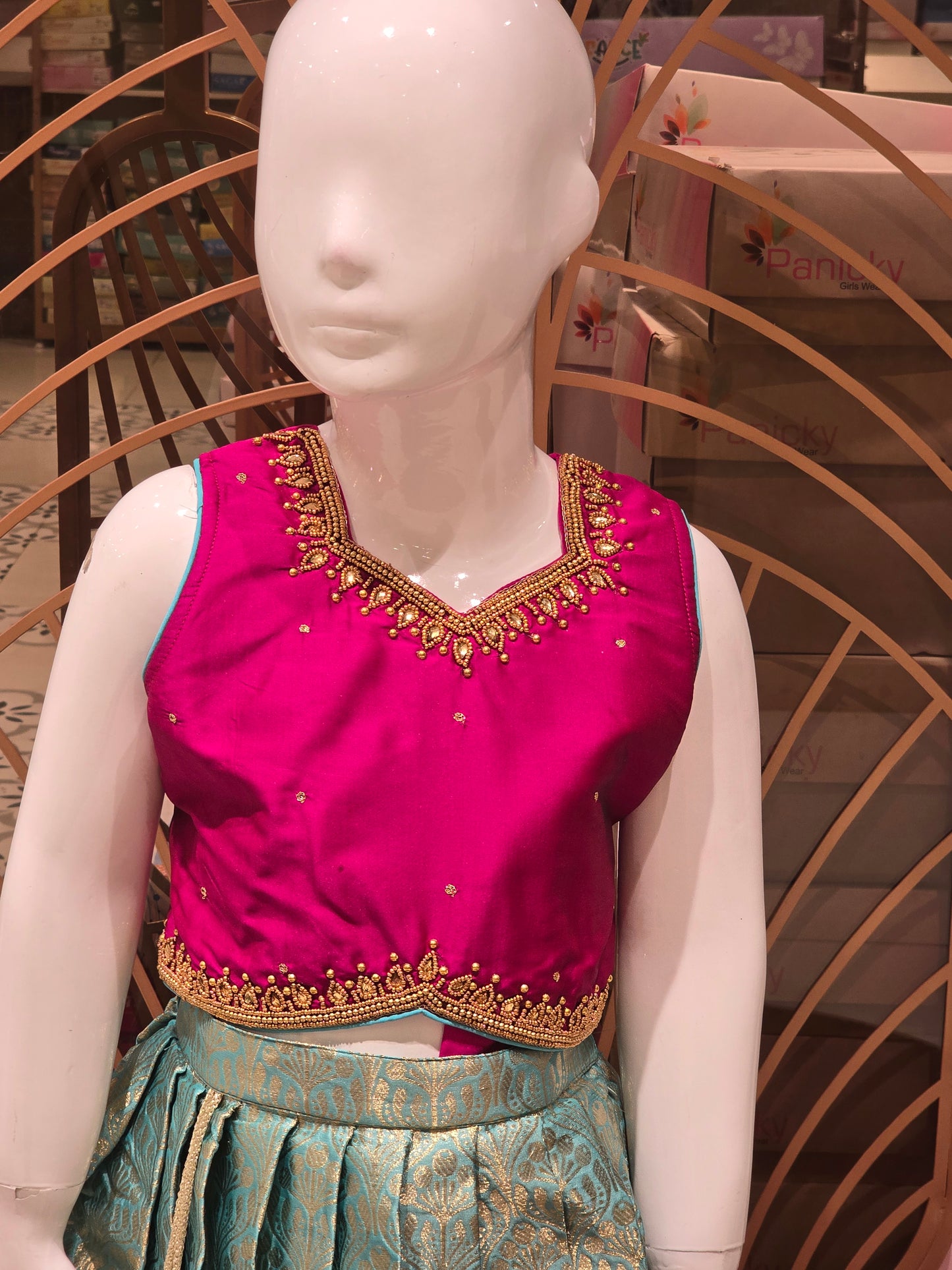 Girls Green Tissue Traditional Wear Set