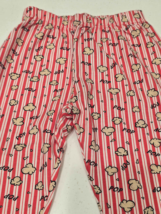 Printed Hosiery material red with peach colour capri