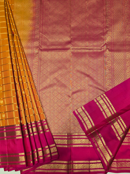 Traditional Kanjivaram Brocade Silk Saree with Gatti Border and Rich Pallu