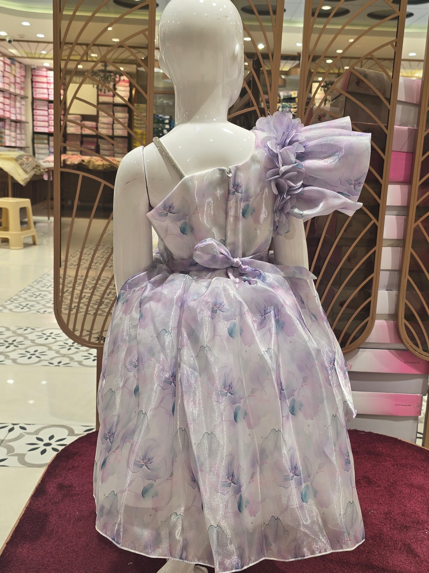 Girl Floral Printed Organza Party Short Frock