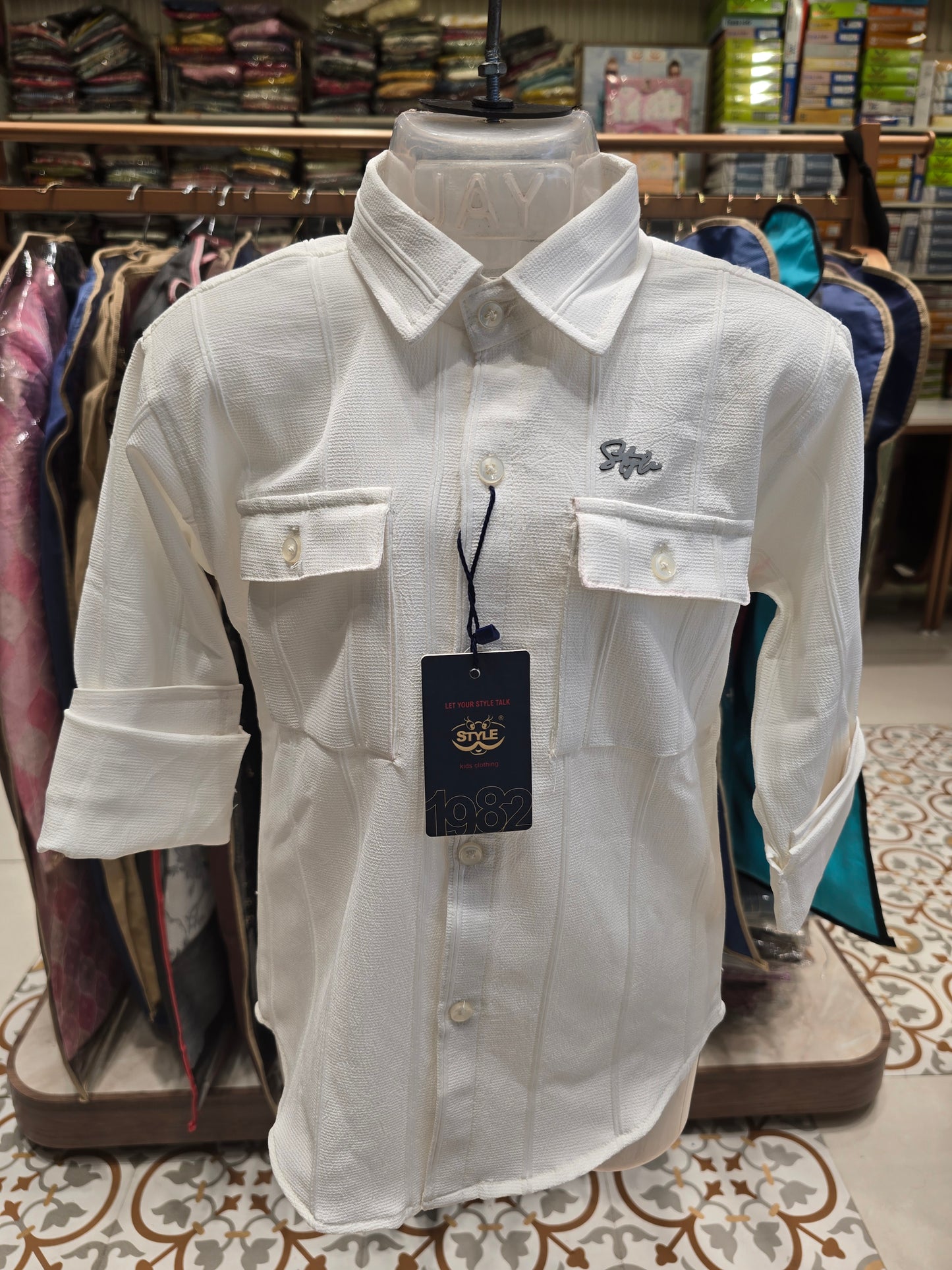 Boys Georgette White Full Sleeve Shirt – Size 26