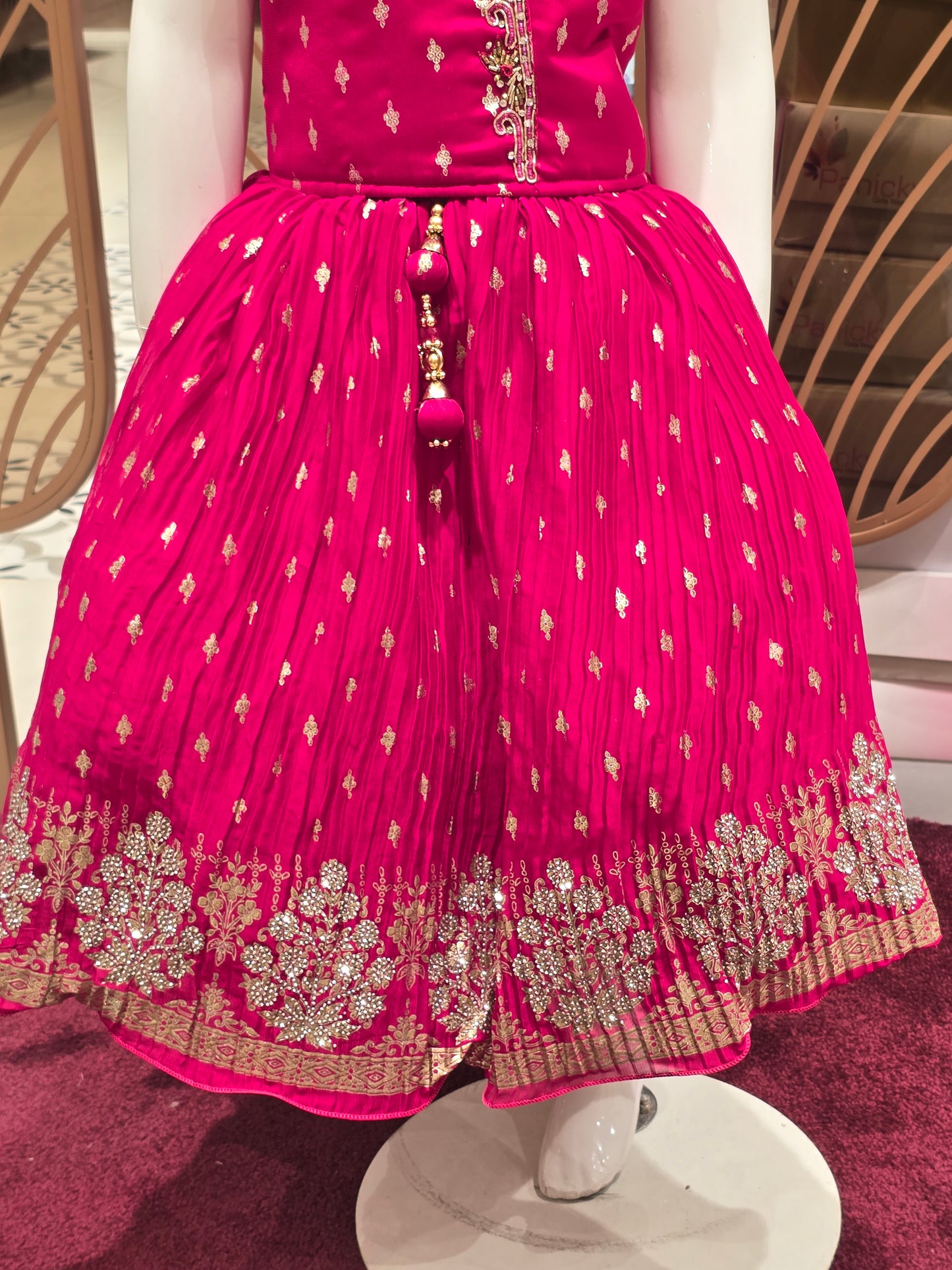 Rani Pink Georgette Skirt Top for Girls
