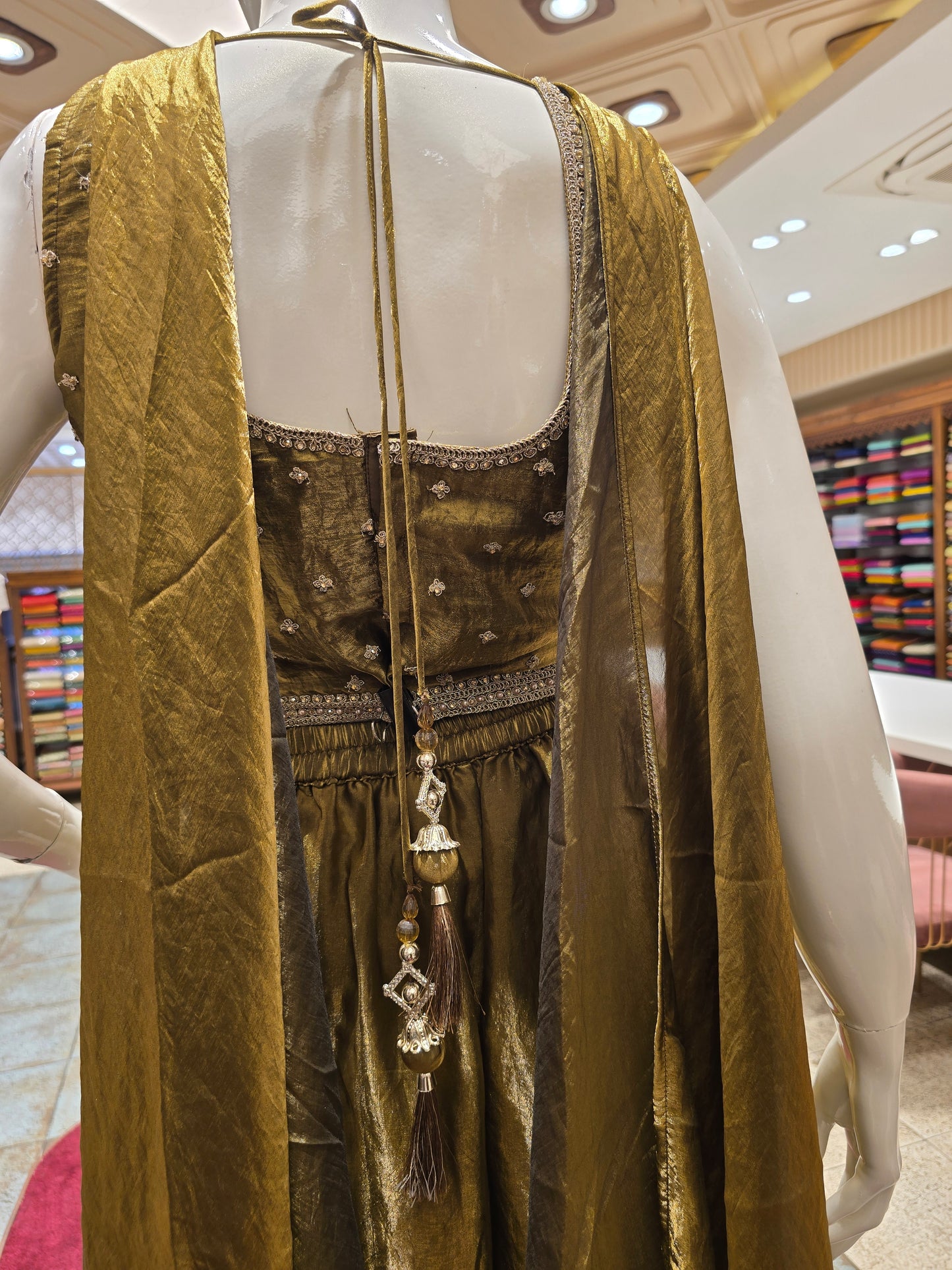 Olive Green Organza Palazzo Set for Women