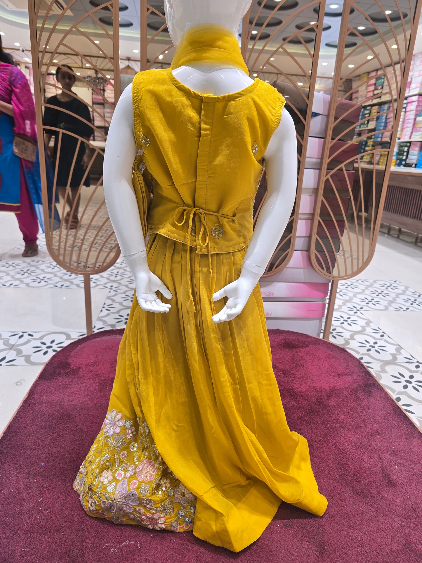 Shiffon Ghagra Choli with Machine Embroidery & Sequin Work (3-Piece Ethnic Wear Set)