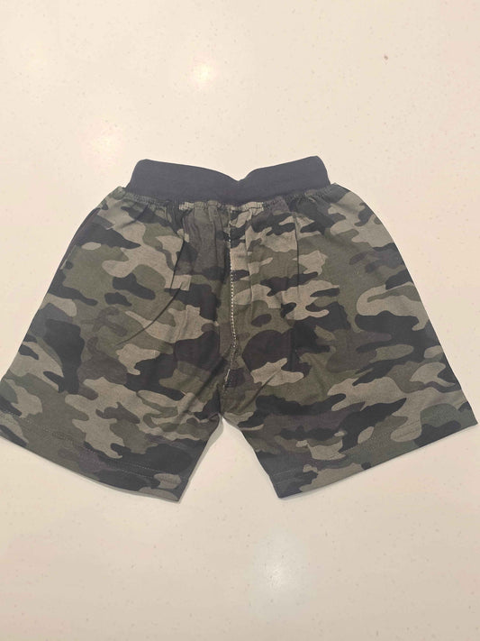Cotton material military shorts with pockets and tie