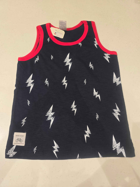 Boys Blue Cotton Printed Sleeveless T-Shirt