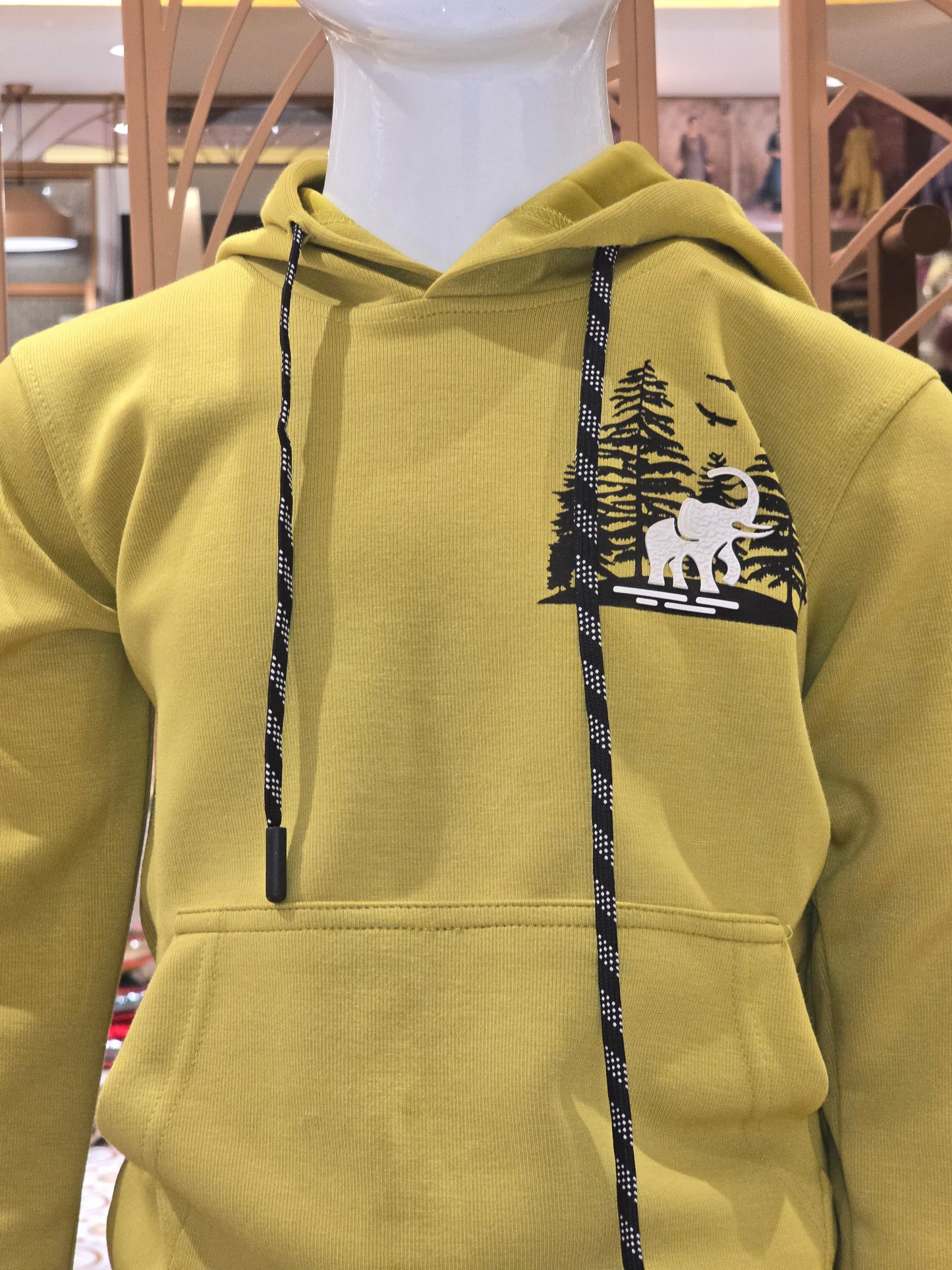 Boys Mehndi Green Lycra Cotton Hoodie Top