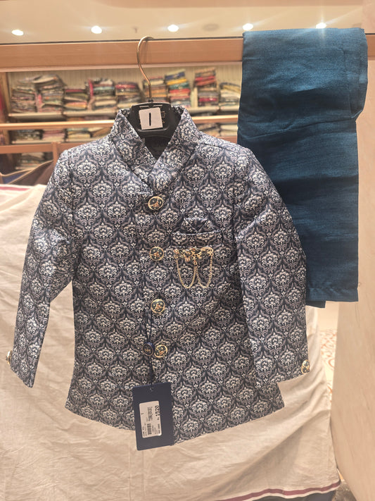 Boys Dupion Silk Zigzag Indo Western Set
