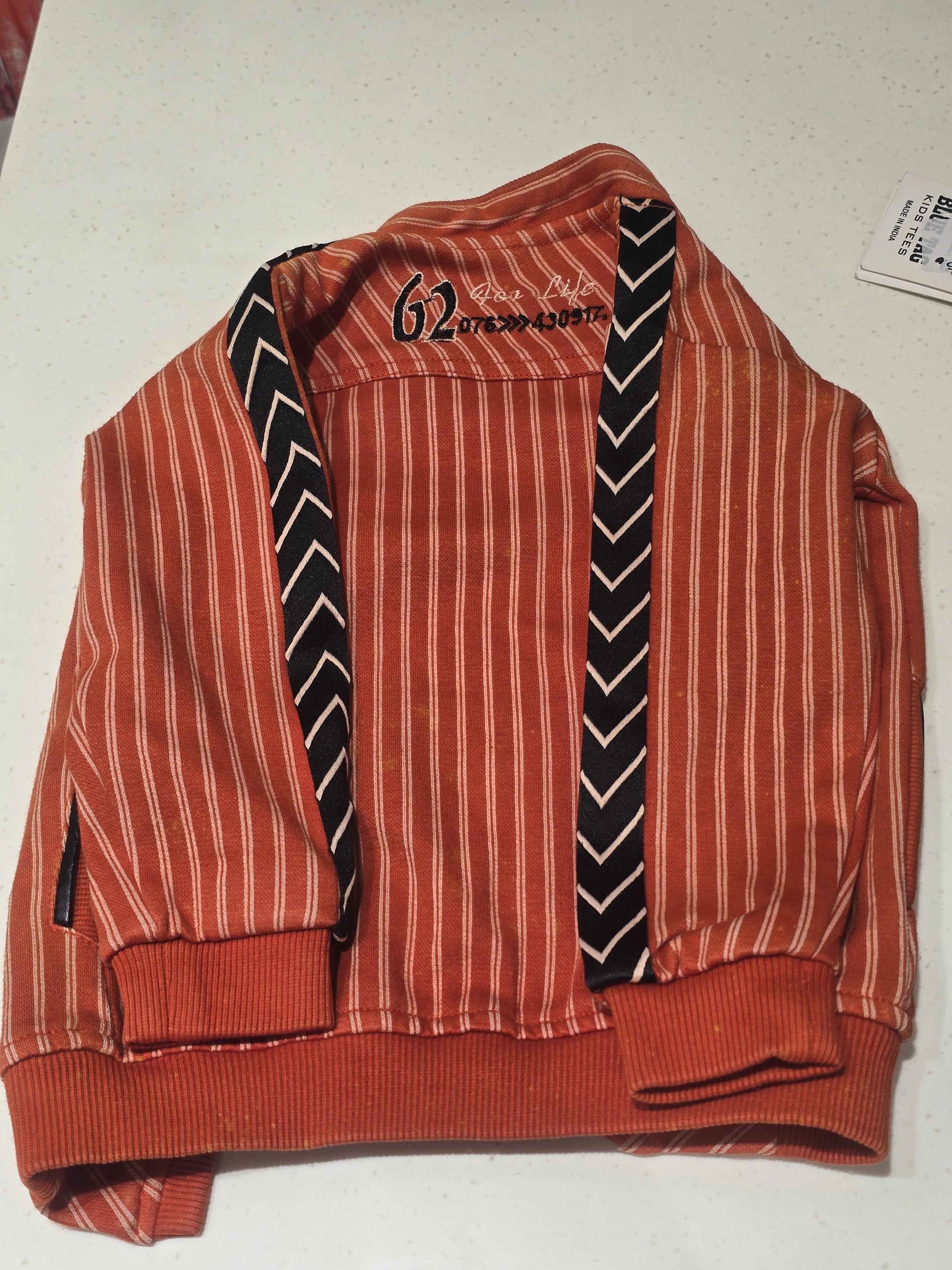 Baby Boy Orange Lycra Denim T-Shirt with Jacket