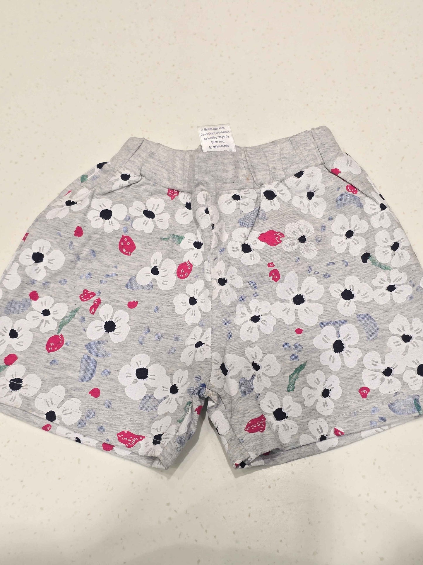 Printed Cotton material gray color shorts with round Elasticable