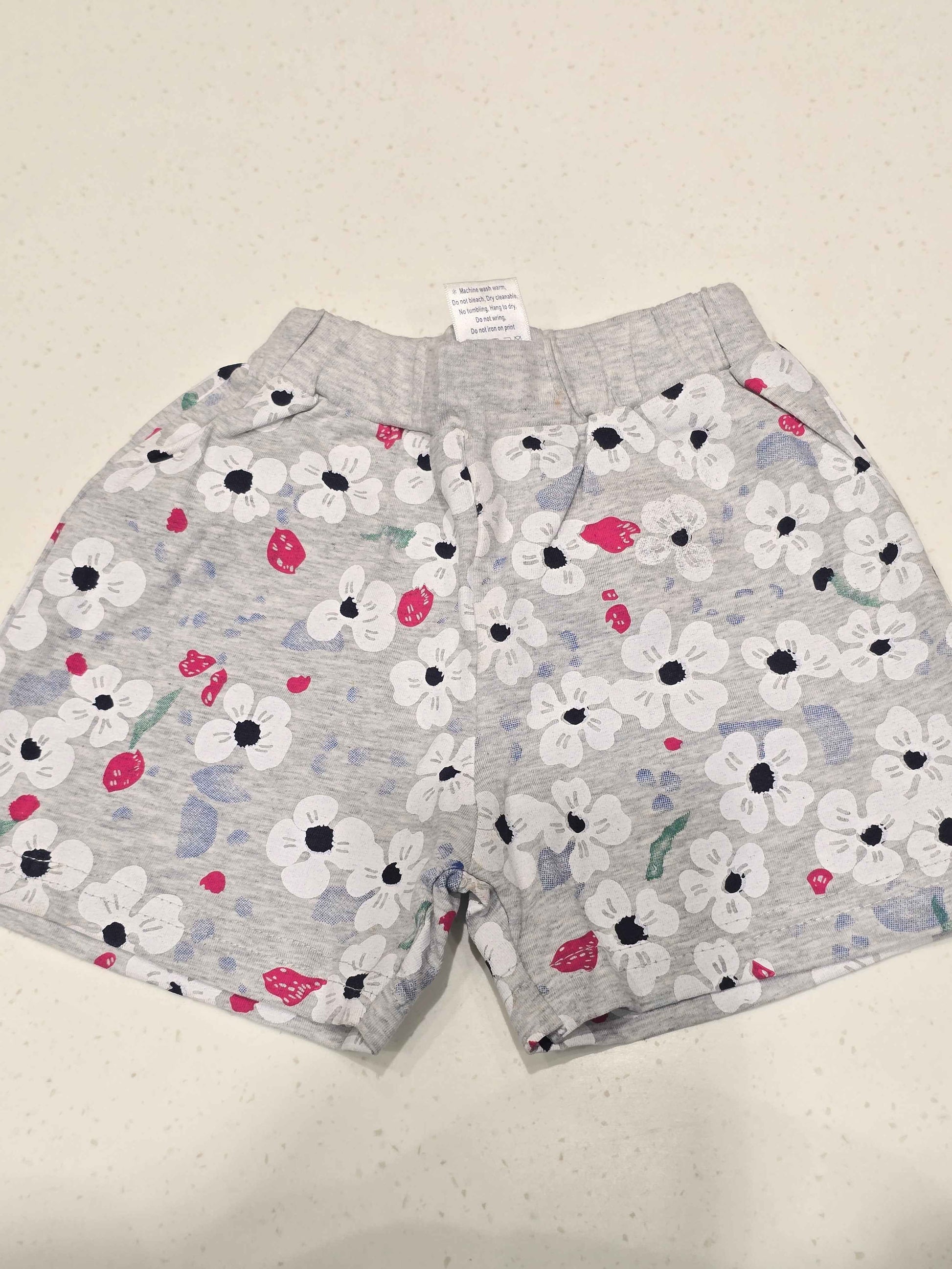 Printed Cotton material gray color shorts with round Elasticable