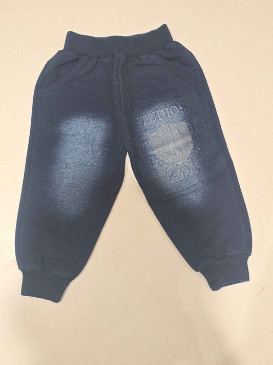 Cotton material denim blue colour shaded pant for babyboy