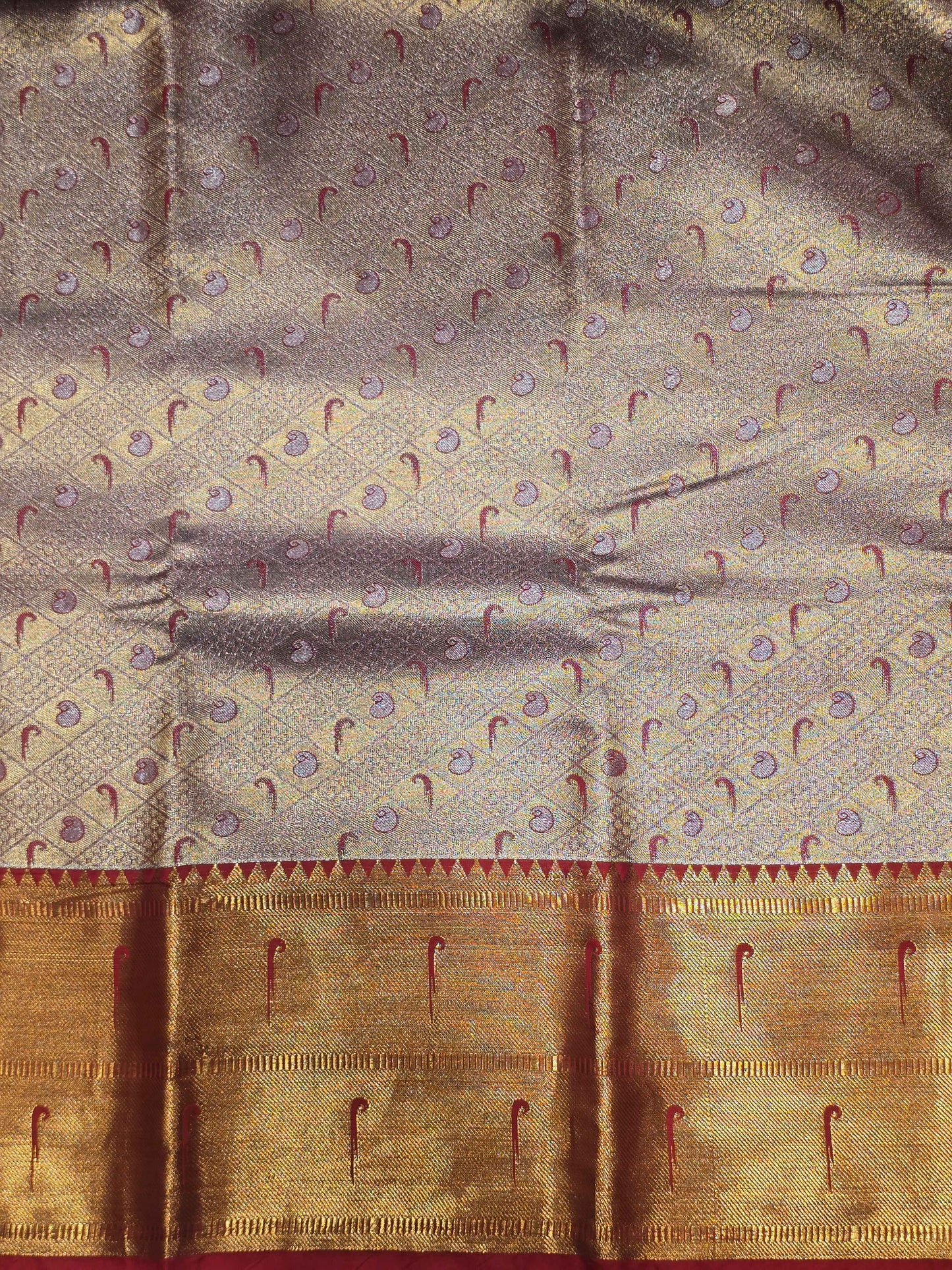 Semi kanjivaram tissue with gatti border