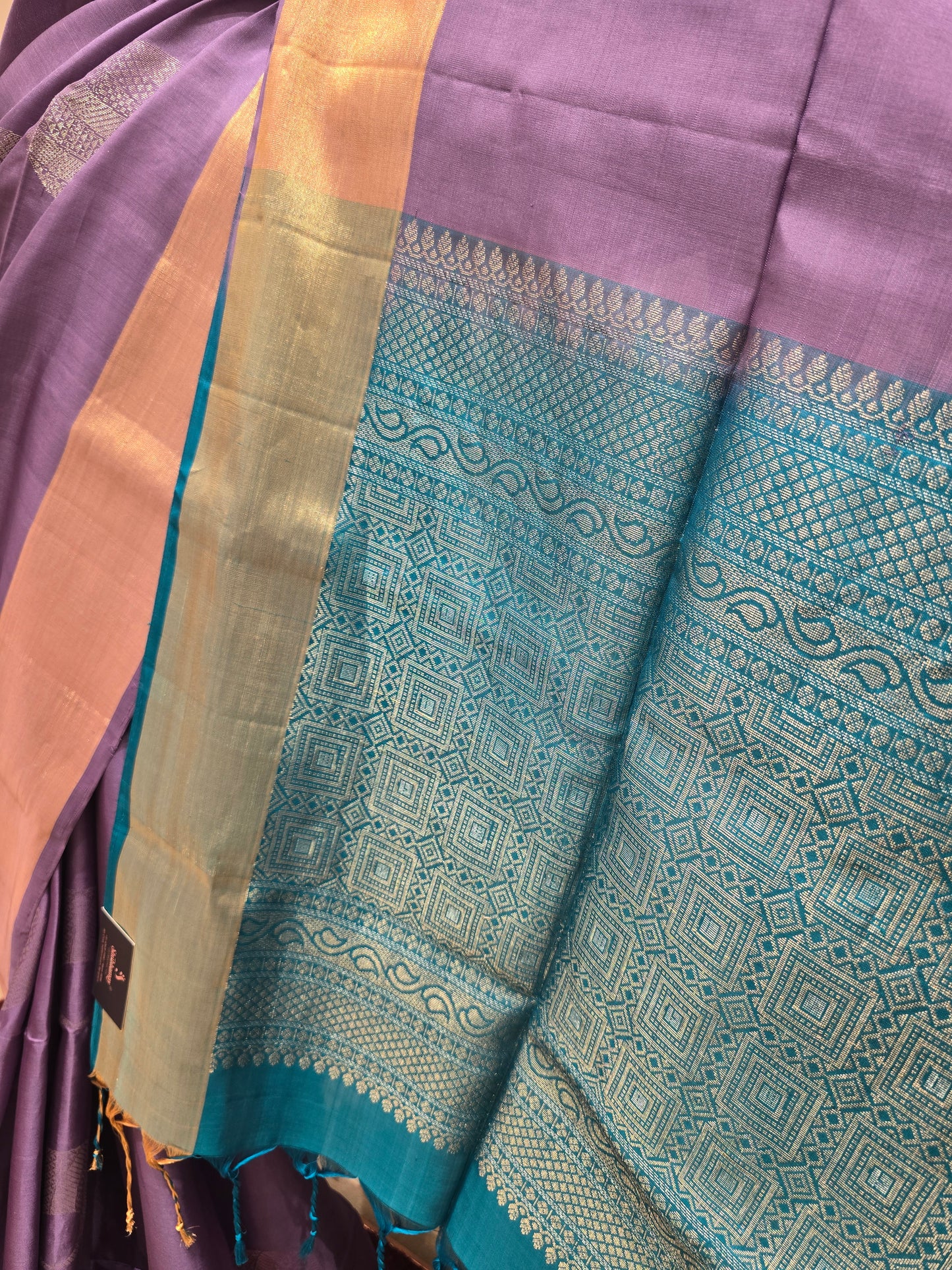 Lavender Sky Blue Pure Soft Silk Saree