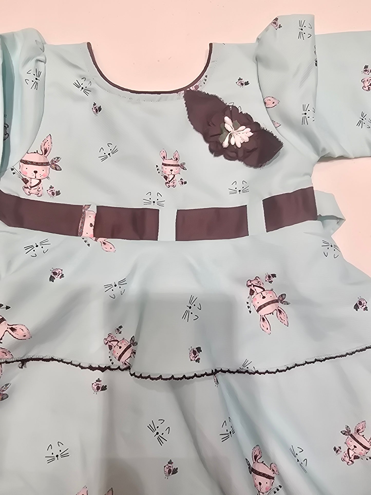 Baby Girl Blue Cotton Cut Work Frock