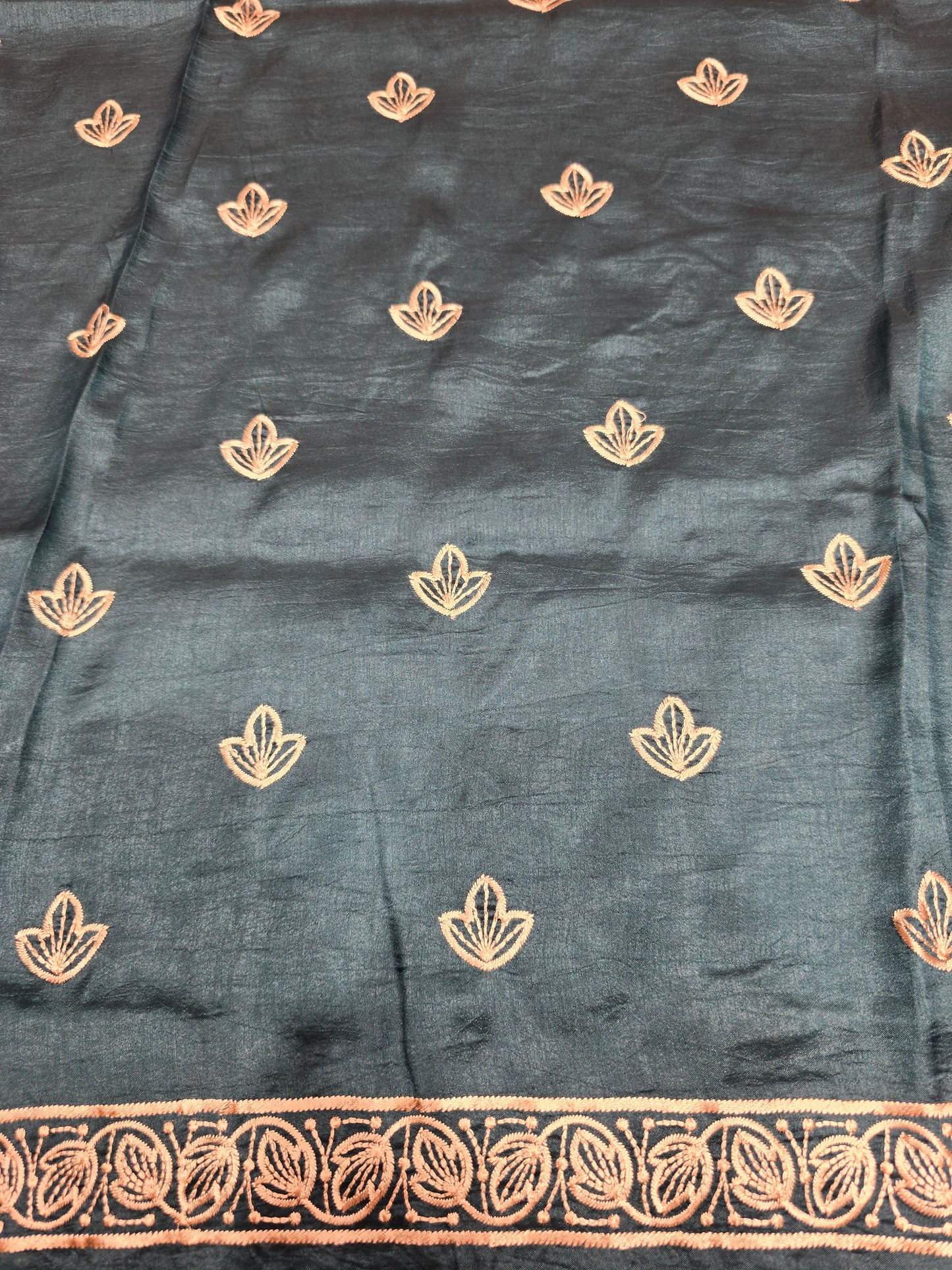 Maroon Tussar Saree with Golden Embroidery Border