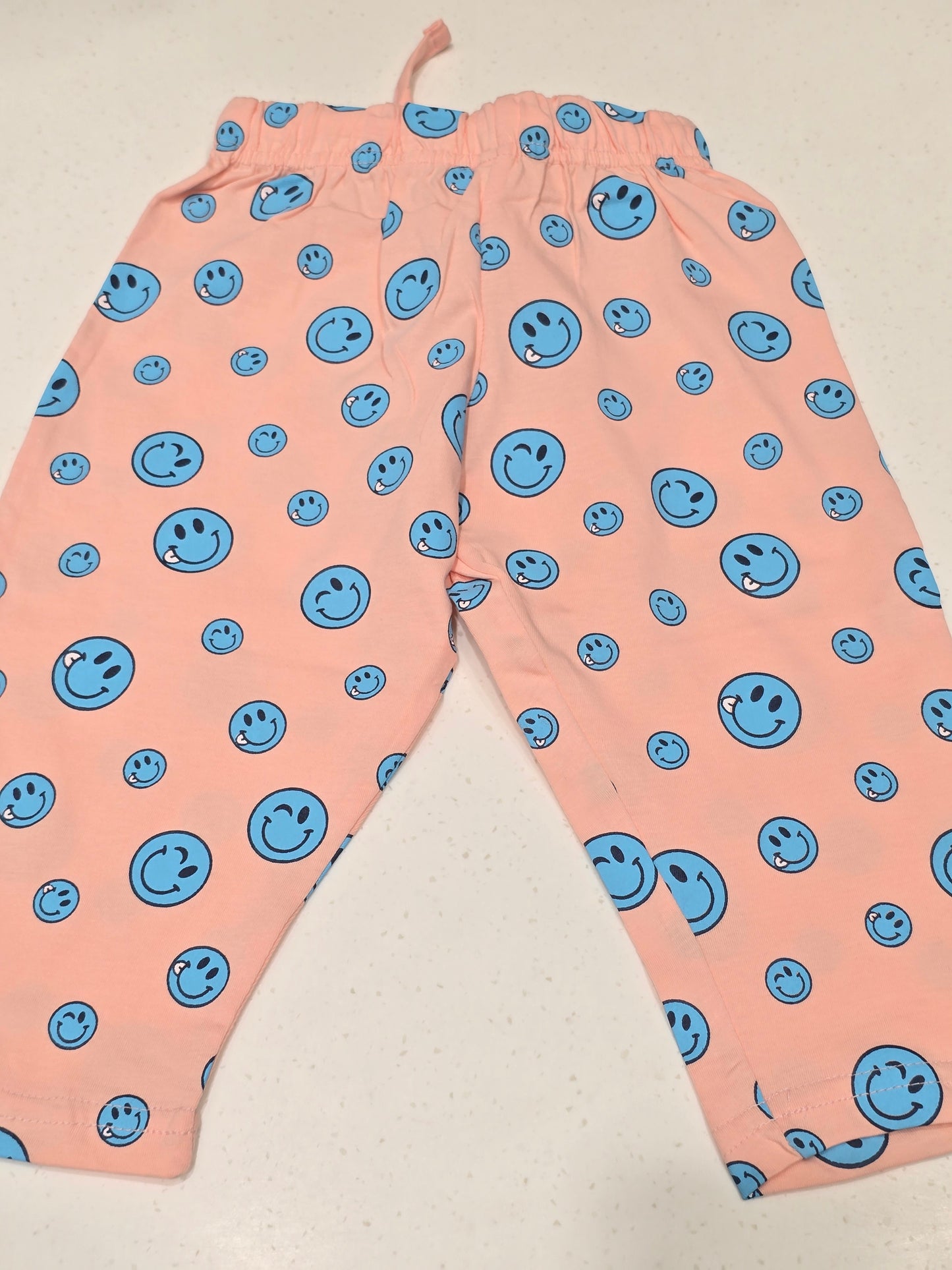 Girls Printed Cotton Capri Bottom with Smiley Prints