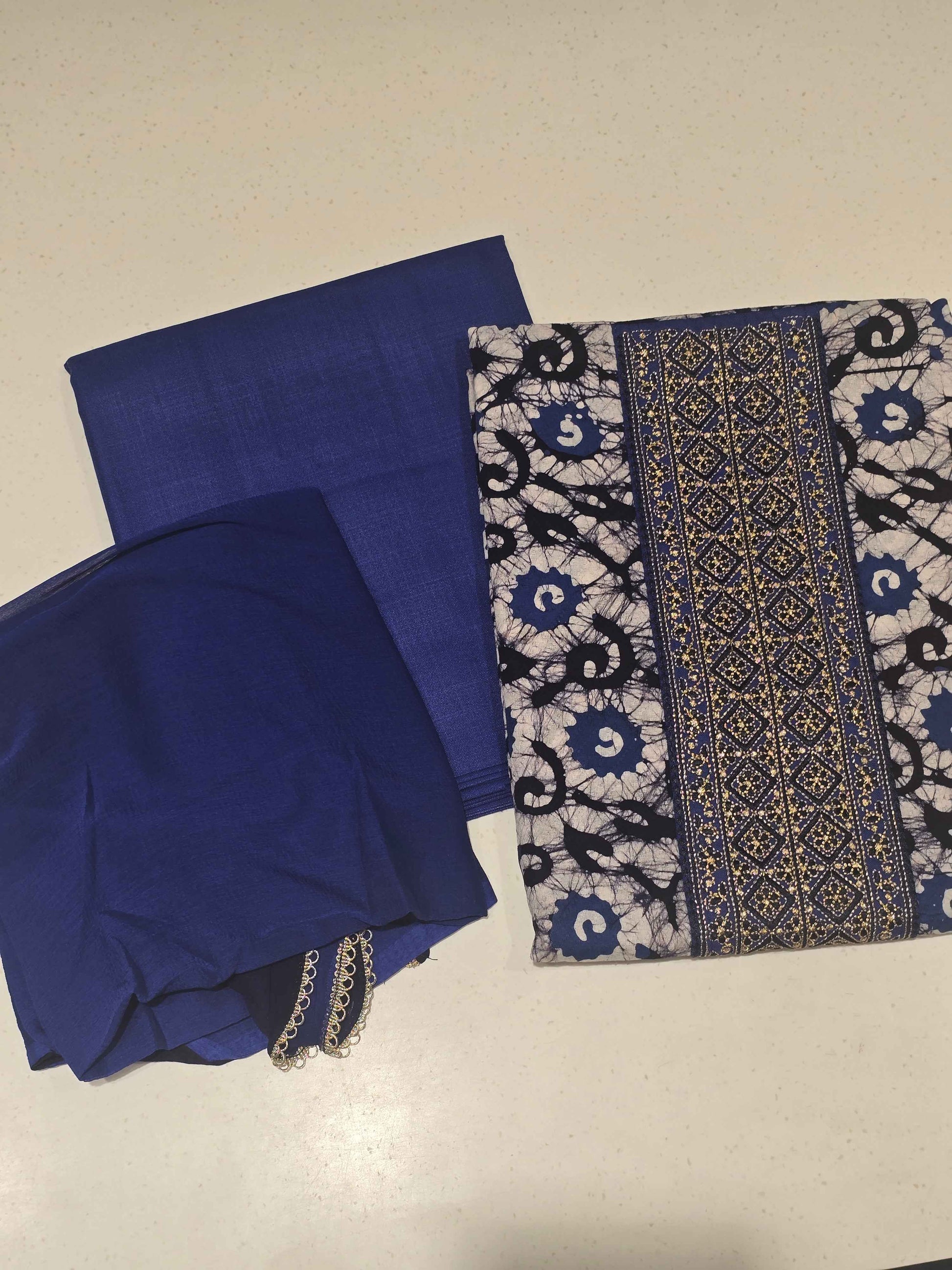 Women Printed Semi Cotton Dress Material Set
