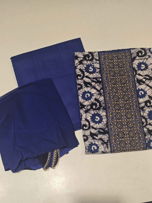 Women Printed Semi Cotton Dress Material Set