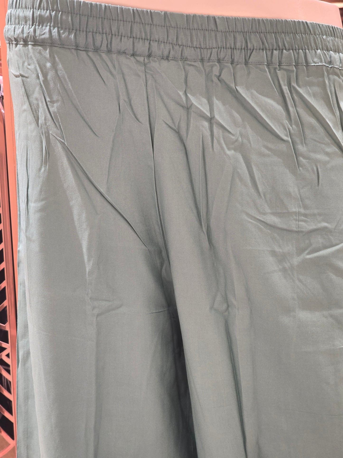 Pista Green Cotton Palazzo Pants for Women